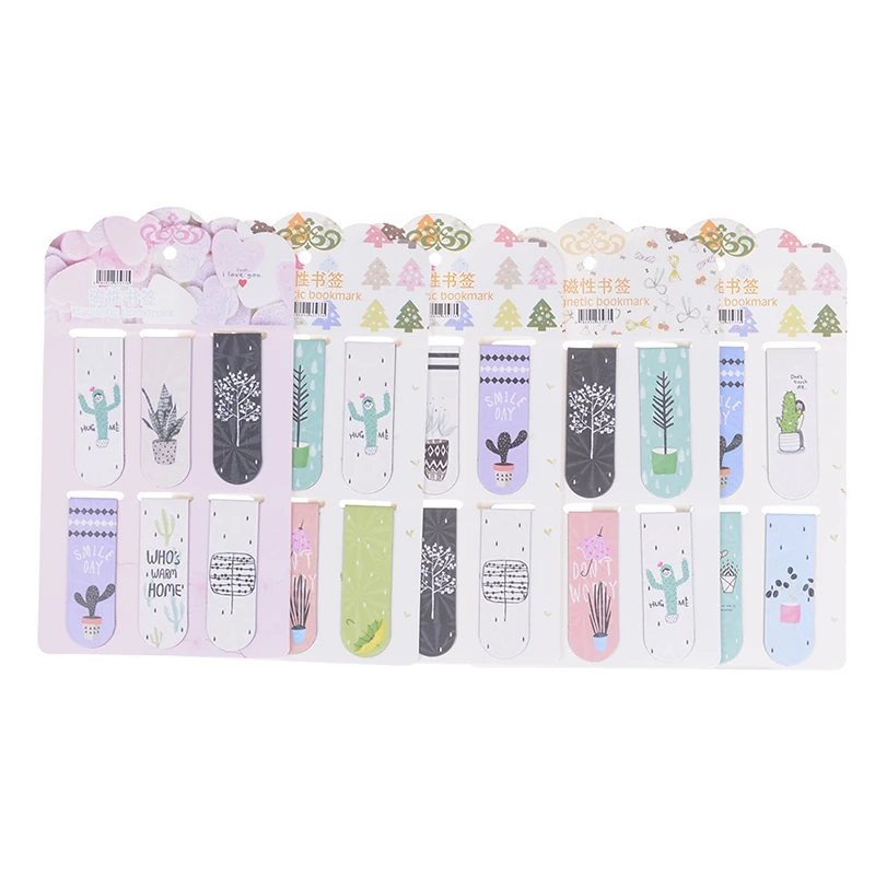 Свежие Зеленые растения кактус 6 шт./компл. магнитные книжные маркеры