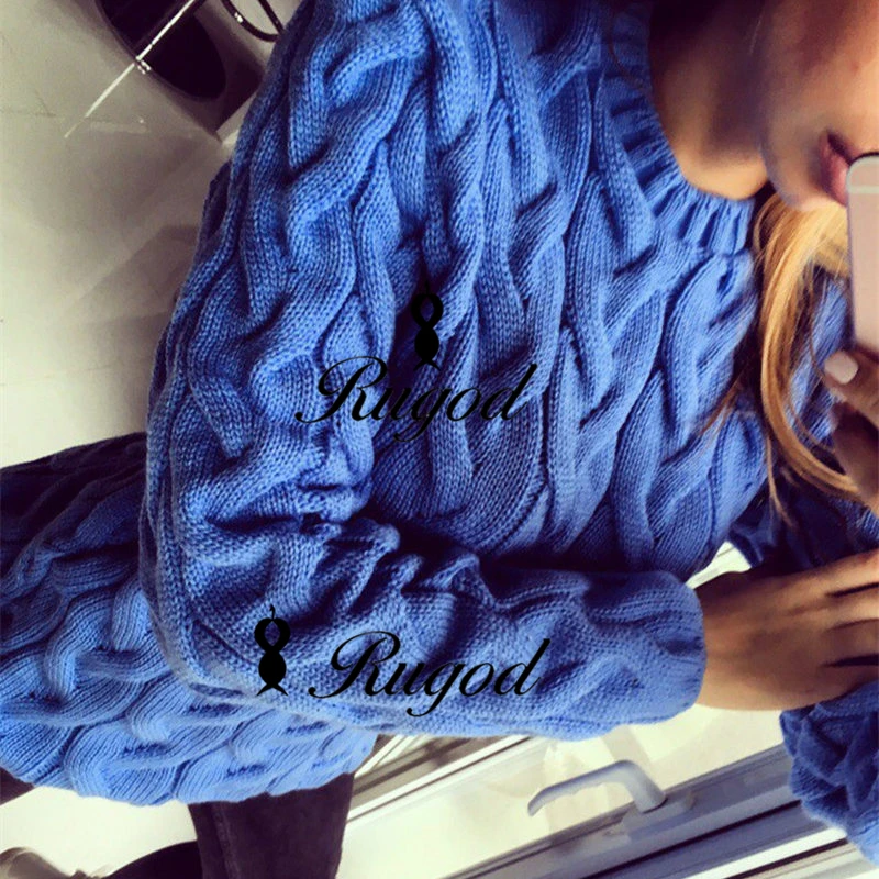 Женский вязаный свитер с круглым вырезом длинным рукавом | Женская одежда