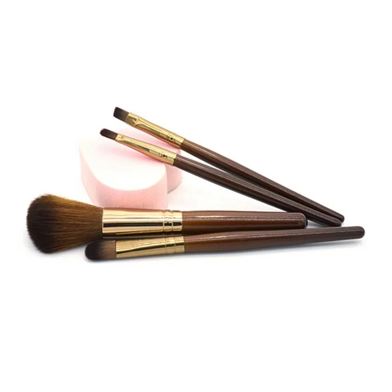 New Women Professional 4 pcs Makeup Brush Set tools Comestic Toiletry Kit Wool Brand Make Up Brush Set for Beauty H9