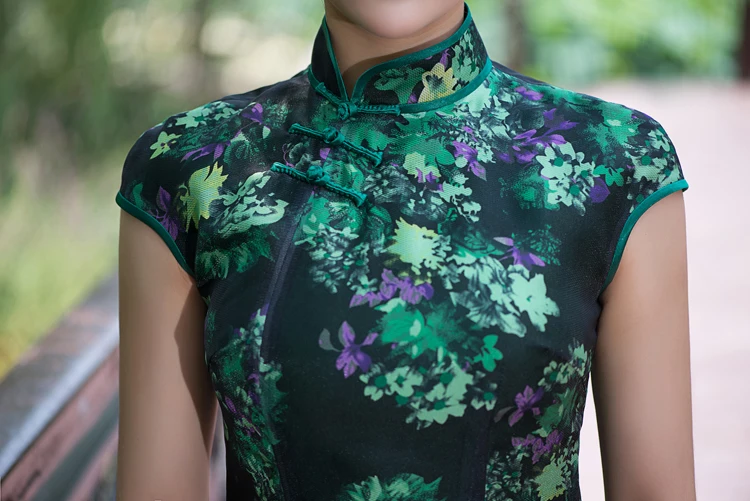 Зеленый Вьетнам аозай китайское традиционное платье qipao длинное Чонсам халат