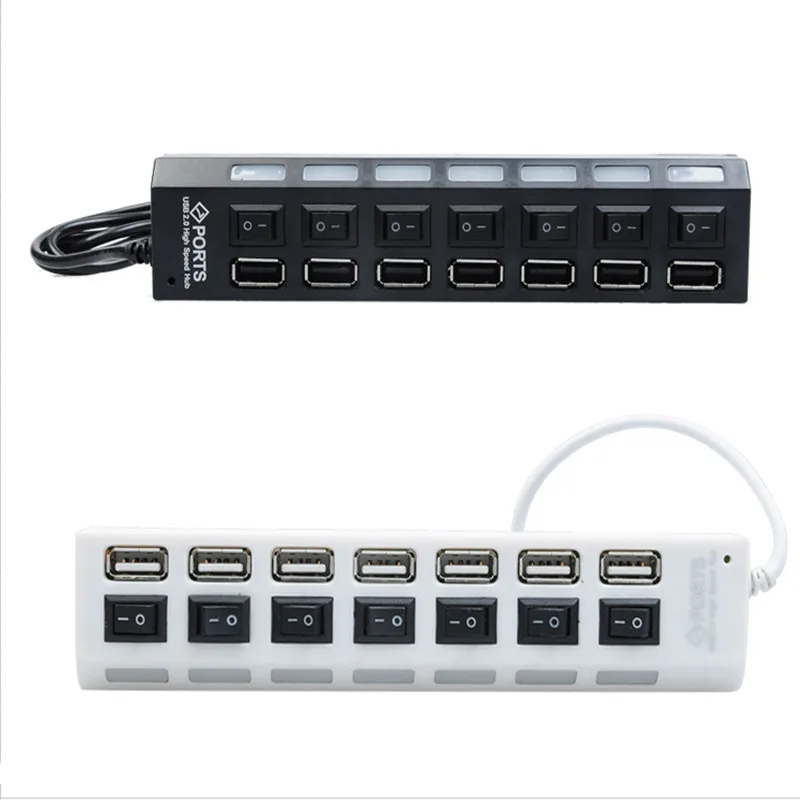 100 шт./лот мини USB Высокоскоростной светодиодный 4 портовый 7 usb концентратор