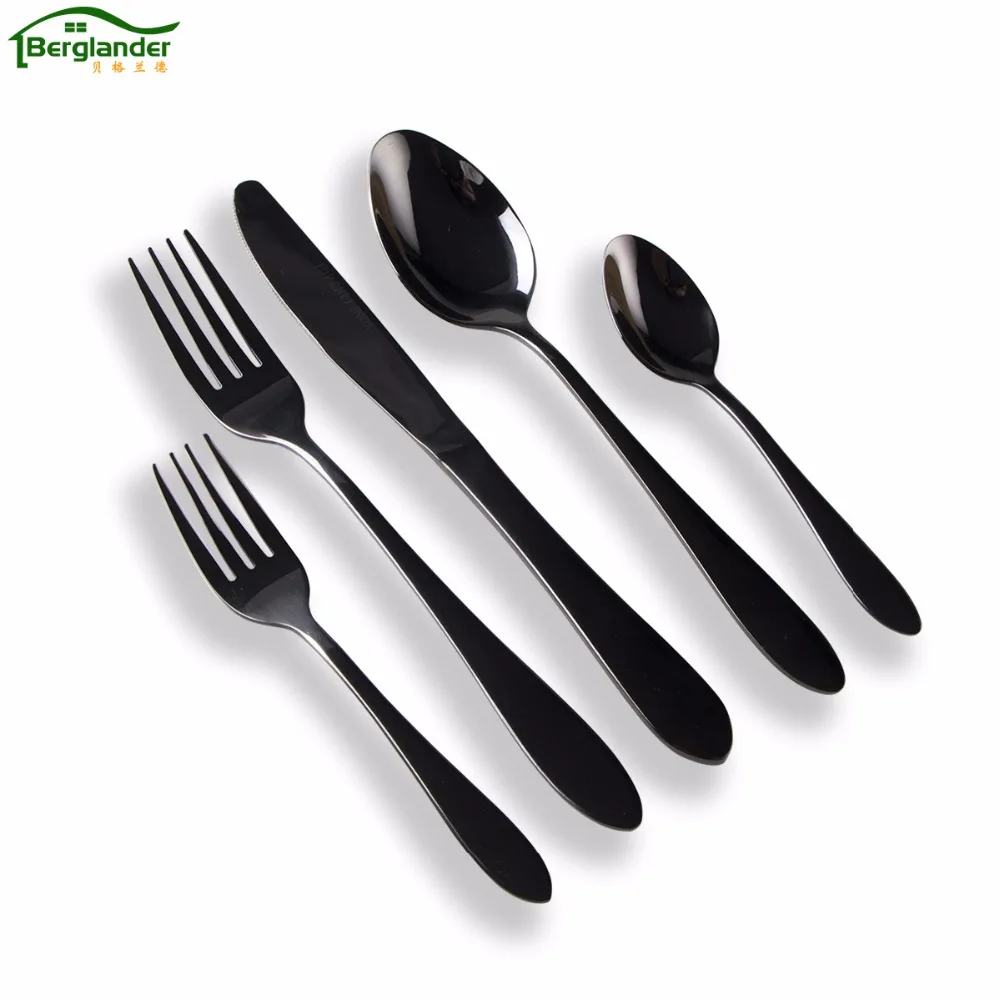 BERGLANDER High-quality Black Cutlery Set Stainless Steel Western Food Tableware Sets Fork Steak Knife Dinnerware | Дом и сад