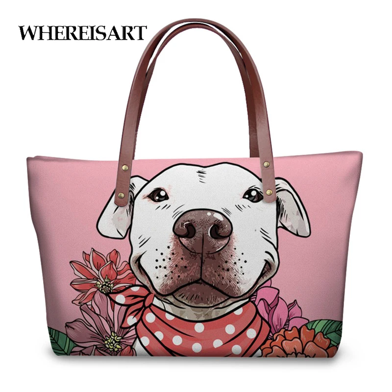 WHEREISART/розовые сумки для молодых девушек с цветочным принтом Pit Bull 3D роскошные дорожные через плечо Женская