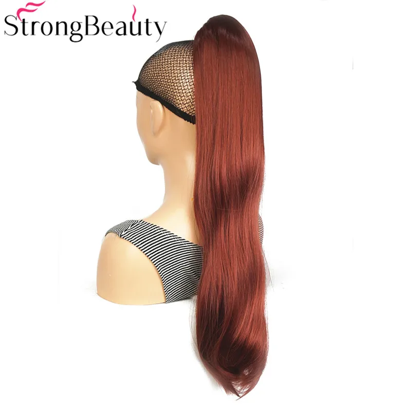 130 StrongBeauty Синтетические длинные прямые конский хвост клип в/на наращивание волос шиньоны - Цвет: 130