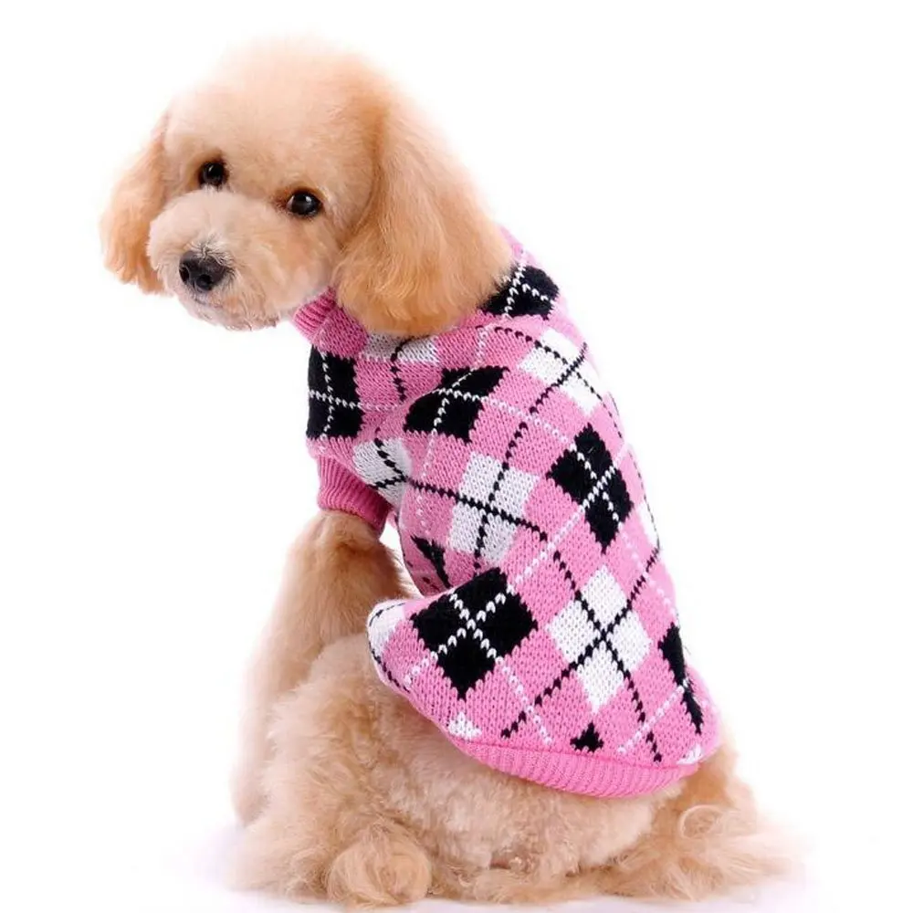Джемпер в форме алмаза трикотажное пальто для маленьких щенков домашних