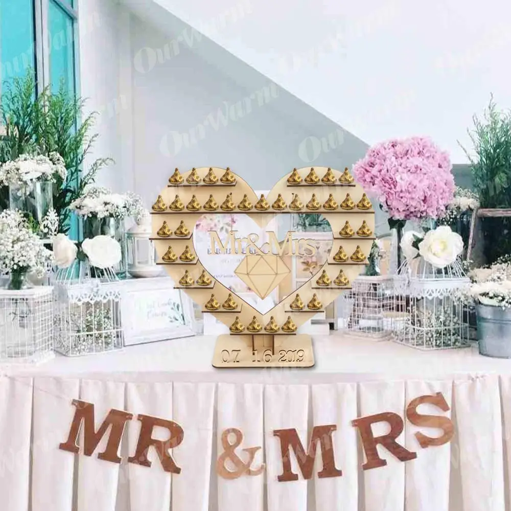 OurWarm Mr and Mrs подставка для шоколада Ferrero Rocher подставка Свадебные украшения Сердце Дерево Свадебные витрины