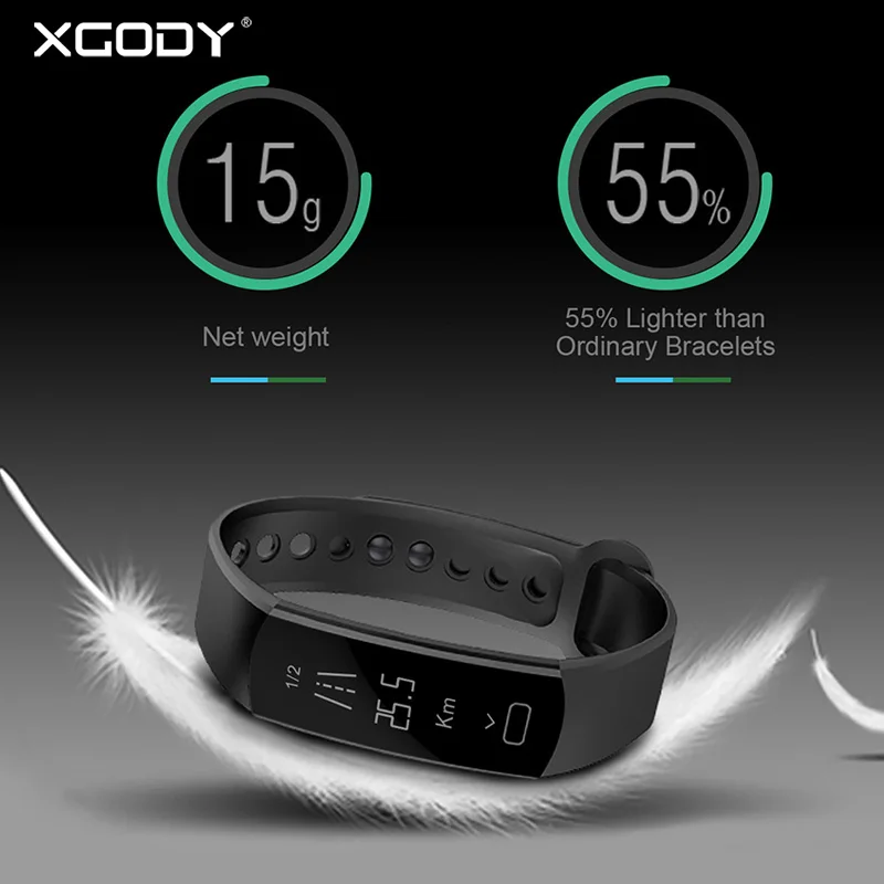 XGODY C07 супер легкий вес Bluetooth Смарт часы браслет iOS Android подключение Шагомер