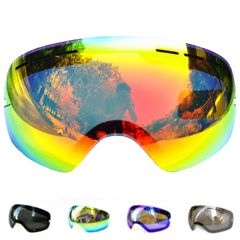 Линзы для лыжных очков snow-3100 противотуманные UV400 большие сферические очки для сноубординга