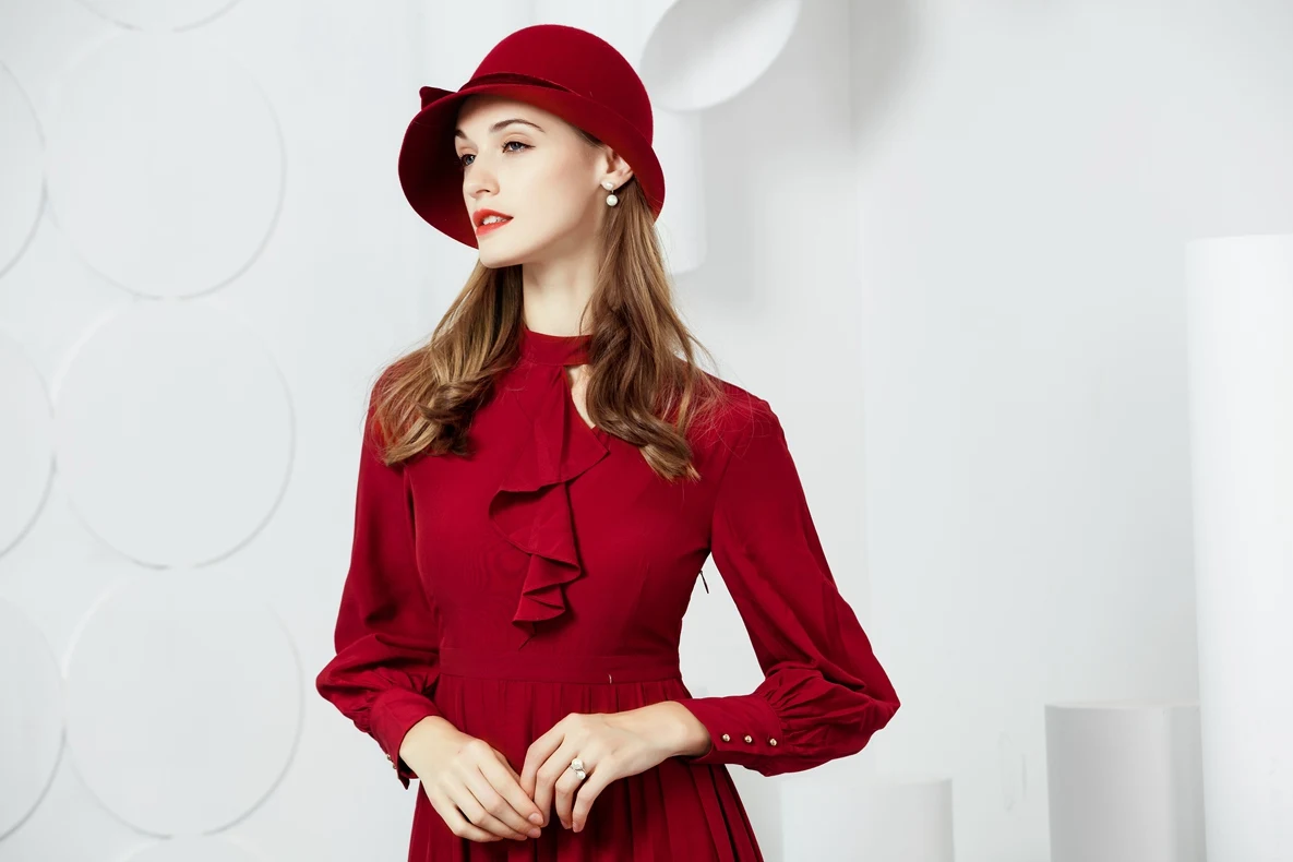 Зимняя женская винтажная шерстяная шляпа Fedora, модная фетровая шляпа-котелок с завитками и полями, Женская Шерстяная кепка, B-7473
