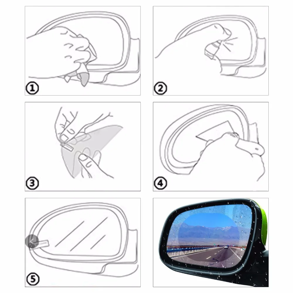 Непромокаемые наклейки на зеркало заднего вида автомобиля пленка анти туман