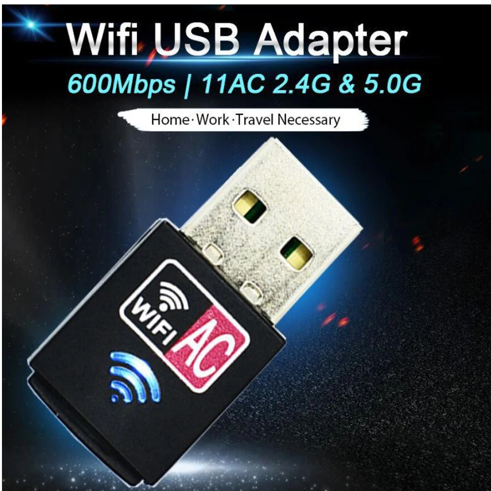 802.11ac 600 Мбит/с нано-размер беспроводной wifi USB адаптер ПК сетевая карта двухдиапазонный 5 ГГц адаптер Lan USB Ethernet приемник AC Wi-Fi