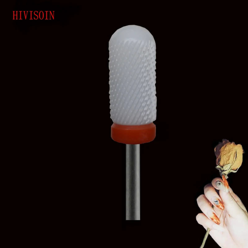 

5Pcs White Ceramic Nail Drill Bit - Large Barrel Smooth Top Bit - F (0027.060)