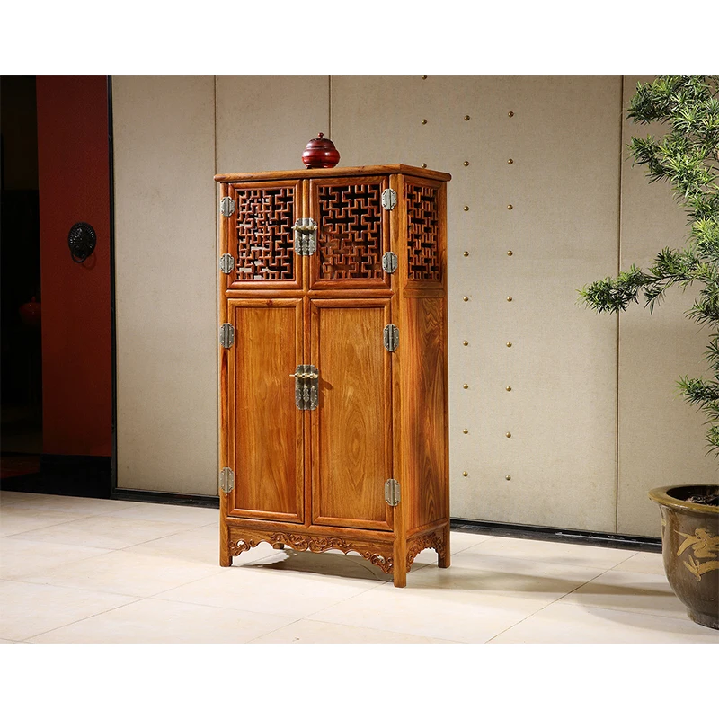 Китайский антикварный деревянный круглый Угловой шкаф из цельного дерева для