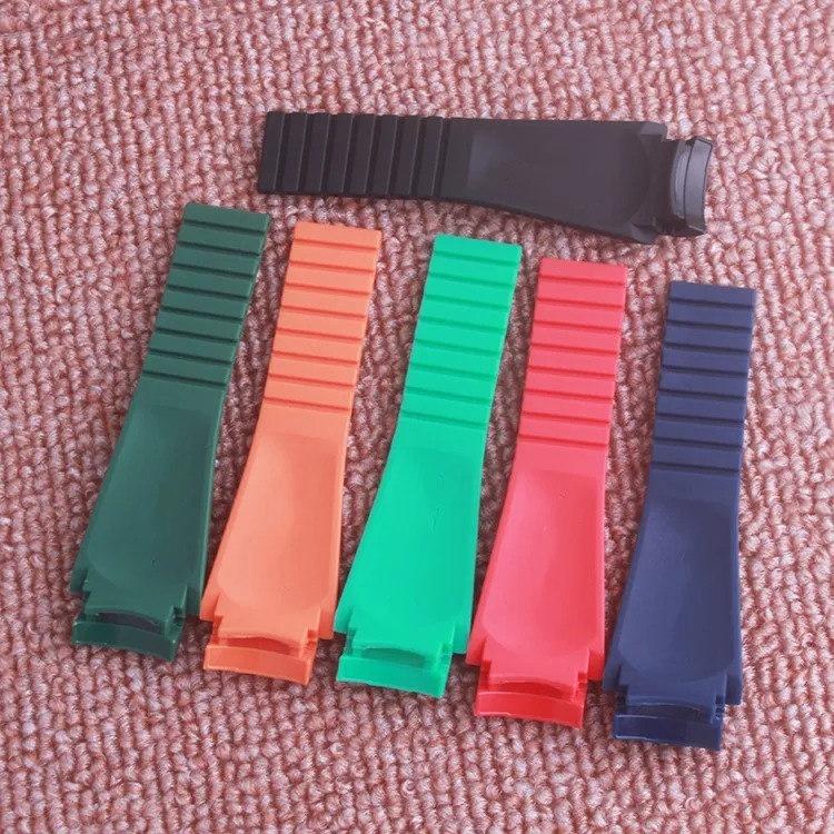

New 21mm Curved End Rubber Strap With Depolyment Buckle For Deepsea Watch band