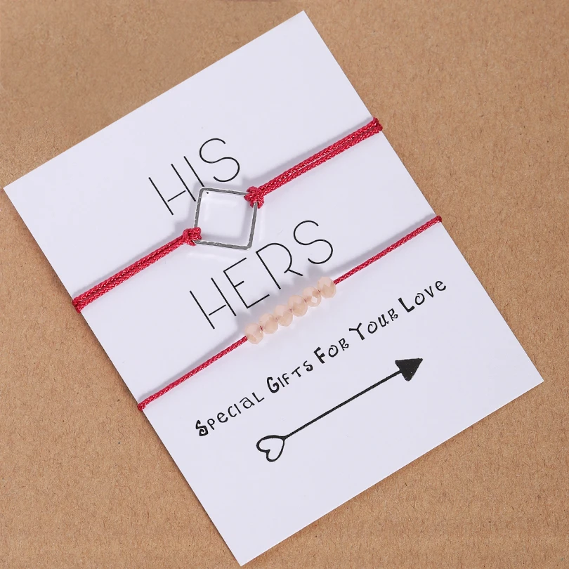 G.YCX 2 шт./компл. милый полый ромб браслеты с красными веревками геометрические