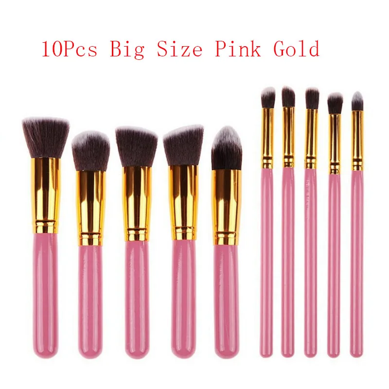 10PGwith bag Pro 10 шт. набор кистей для макияжа, 6 цветов, кисти кабуки, Тональная основа, тени для век, подводка для глаз, пудра, контур, косметическая кисть, инструмент - Handle Color: 10PGwith bag