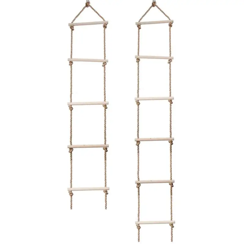 

Kids Fitness Toy Wooden Rope Ladder Multi Rungs Climbing Game Toy Outdoor Training Activity Safe Sports Rope Swing Swivel Rotary
