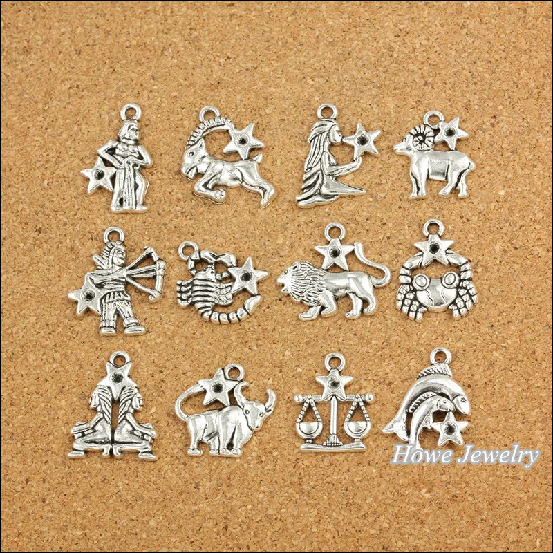 120 шт. винтажные Подвески в виде знаков зодиака|necklace display stands wholesale|necklace extender sterling