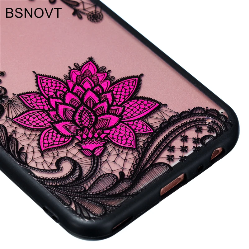 BSNOVT чехол для Huawei NOVA 2 Чехол из мягкого ТПУ рельефный черный кружевной красный