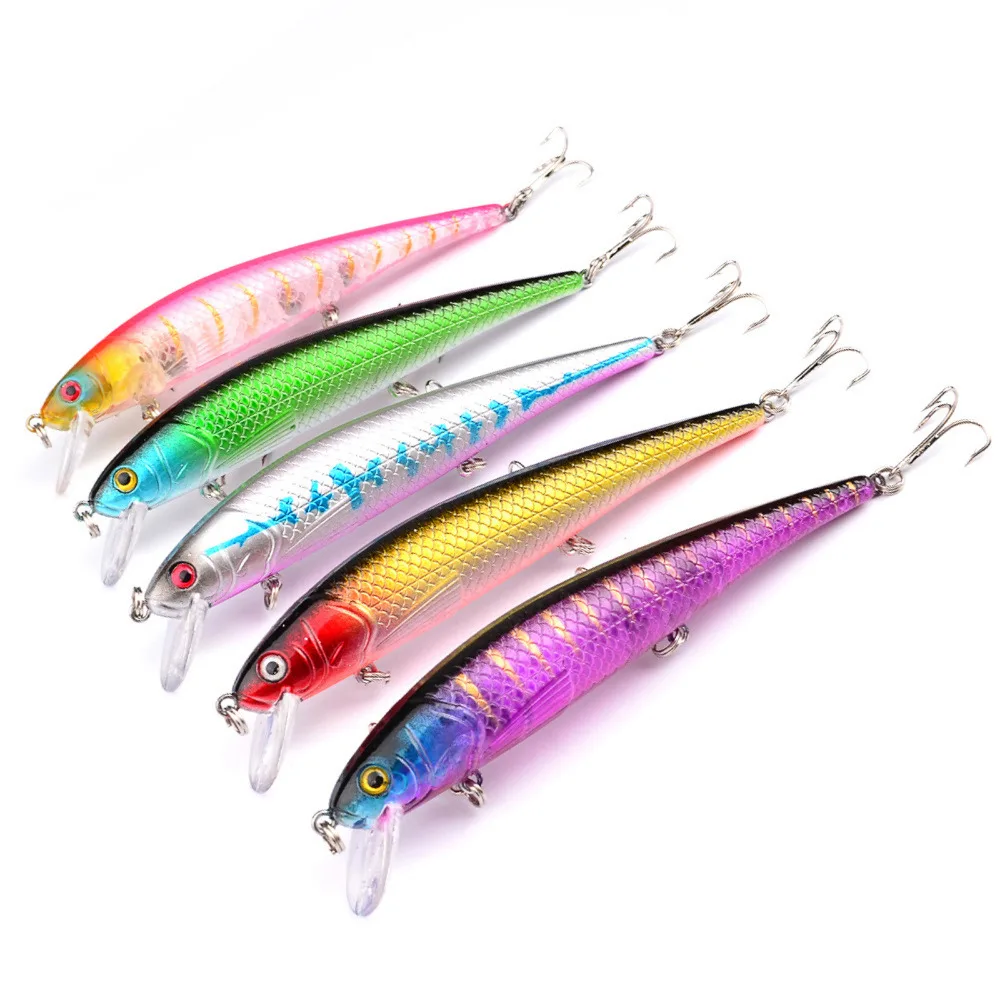

5PCS Popper Minnow Fishing Crankbait Fish Bass lure hook baits 12m/17g