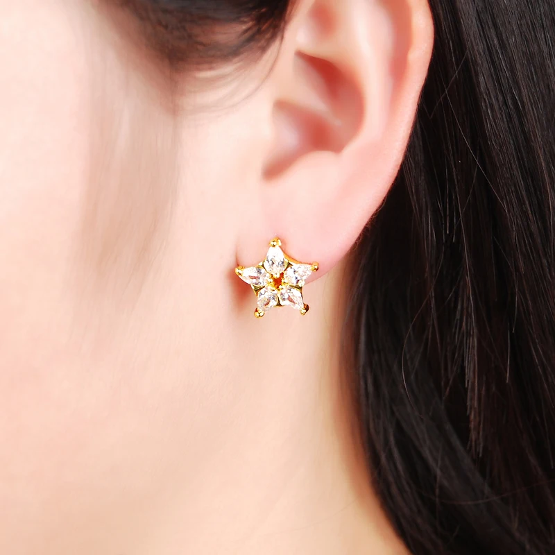 Новая акция вакуум чистый 24 К золото яркая звезда серьги Модные украшения для Для