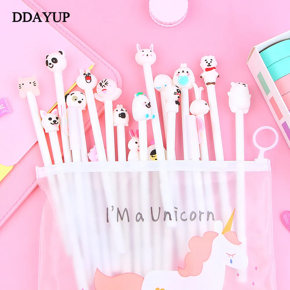 20 шт милые гелевые ручки в виде животных Kawaii, для студентов, креативные канцелярские подарки, школьные офисные ручки