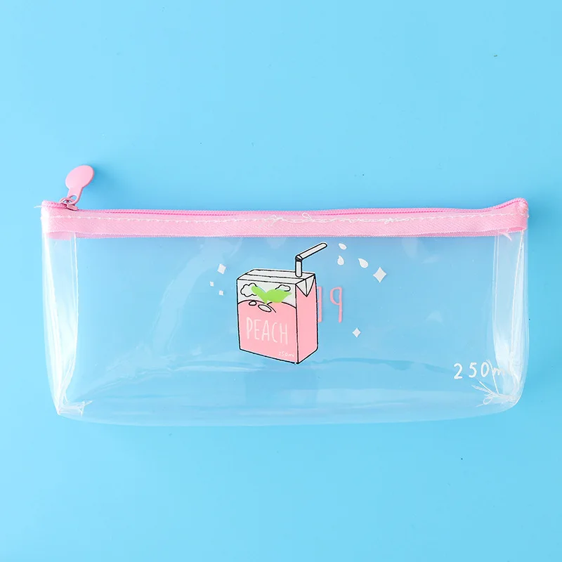 Прикольного персика в молоко Карандаш Чехол Kawaii Прозрачный Футляр Чехол простой карандашей, пенал для девочек пенал школьные канцелярские принадлежности - Цвет: 04