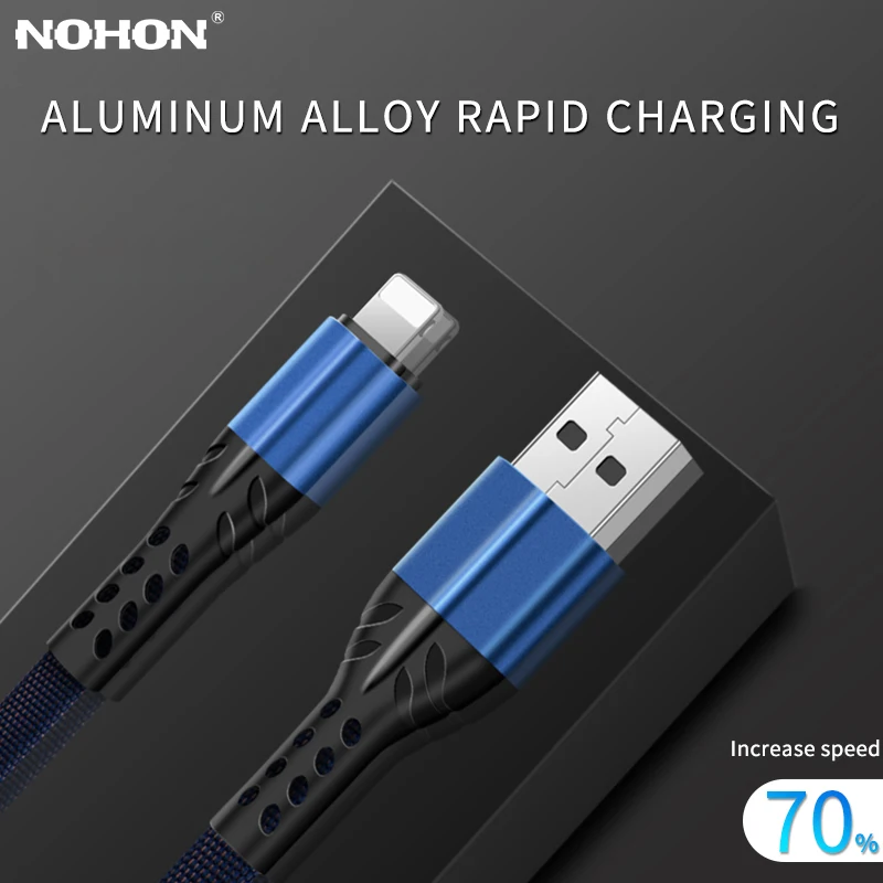 NOHON USB кабель для iPhone Xs Max Xr X iPad iPod 8 7 6 6s Plus 8pin Быстрая зарядка нейлоновый шнур Синхронизация данных кабели для зарядного устройства USB
