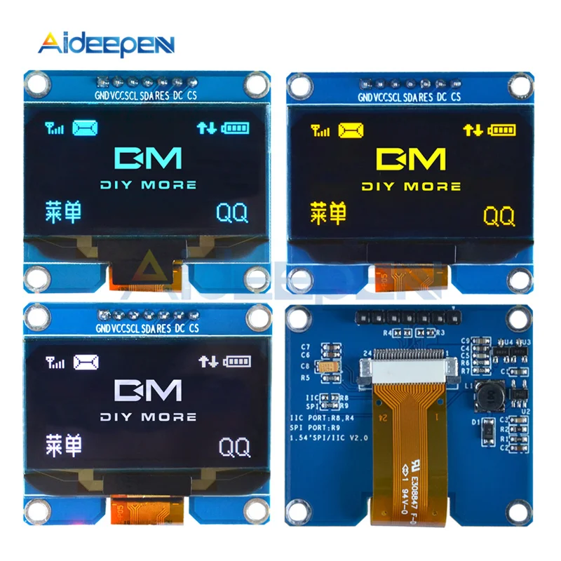 Модуль OLED дисплея SSD1309 1 54 дюйма 128x64 SPI IIC I2C плата экрана 3 5 В совместима с SSD1306 для