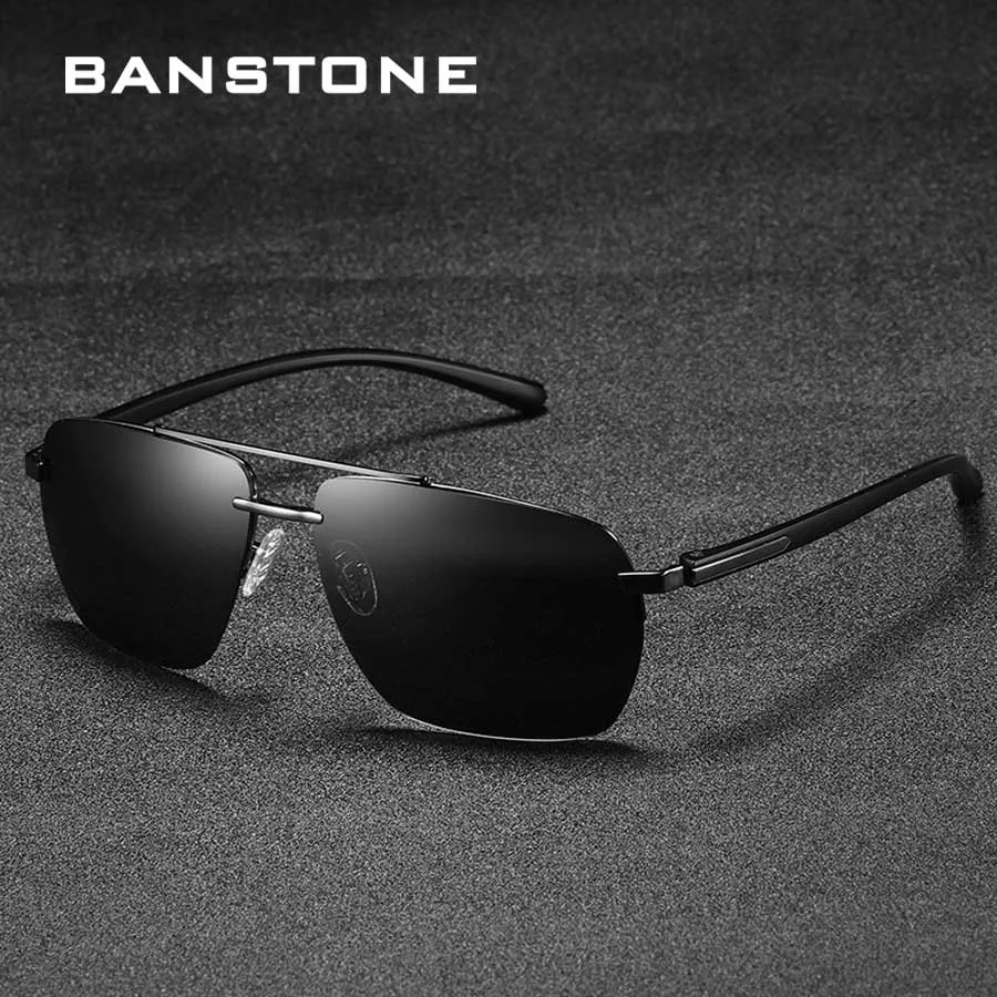 Мужские Солнцезащитные очки авиаторы BANSTONE поляризационные HD без оправы модные