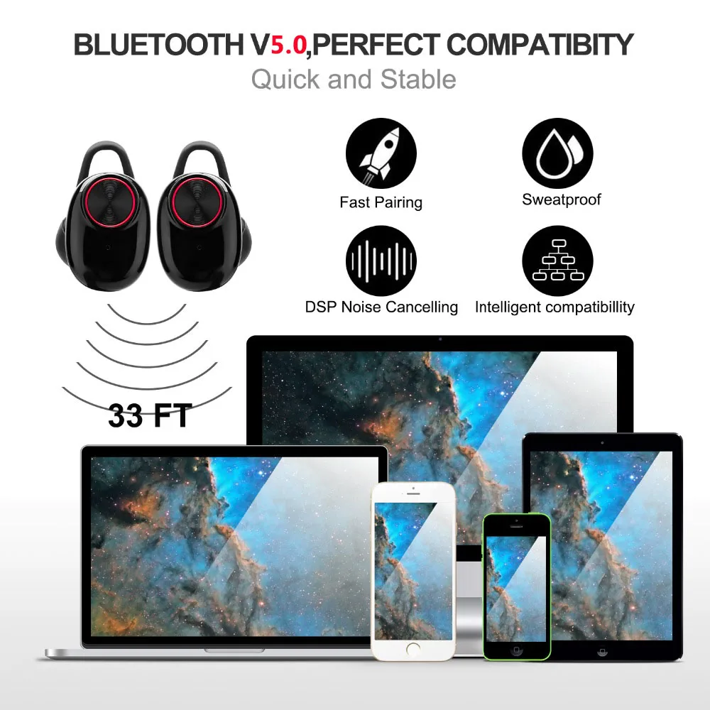 Мини TWS, двойные беспроводные наушники, Bluetooth 5,0, гарнитуры, наушники, гарнитура, стерео музыка с зарядным устройством, Fone De Ouvido Xaomi