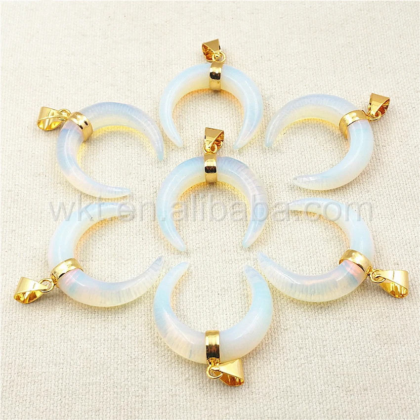 WT-P986 оптовая продажа изумительный натуральный полумесяц опал кулон красивый 10*35