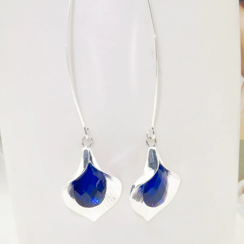 

Korean Fashion Ladies Boho Ear Hook Earring Teardrop Blue Stone Leaf Dangle Earrings For Women Gift Statement Jewelry L5M022