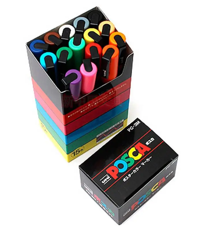 Ручка Posca PC-3M Краска Маркер письменная ручка тонкий наконечник 0,9-1,3 мм 15 цветов/комплект