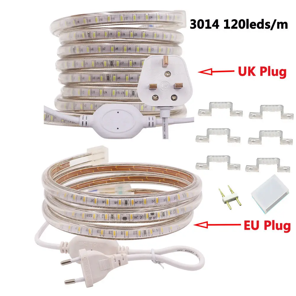 Светодиодная лента 3014 SMD 120LED/M 220V AC водонепроницаемая лампа для украшения