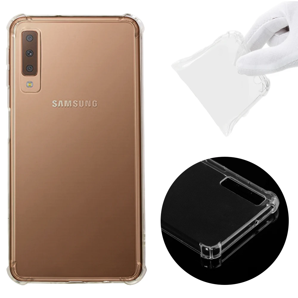 High quality transparent reinforced Anti-falling Soft Silicone phone case For Samsung Galaxy A7 2018 A750 coque funda etui cover |
