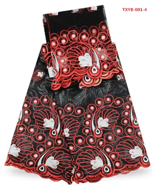 Африканский Базен Riche Getzner в белый с зеленым вышивка 5 ярдов соответствует 2 Тюль