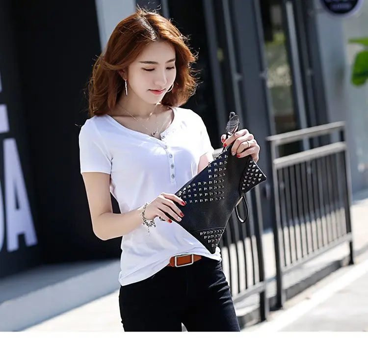 Женская хлопковая Футболка с V образным вырезом коротким рукавом|t shirts for women|matching