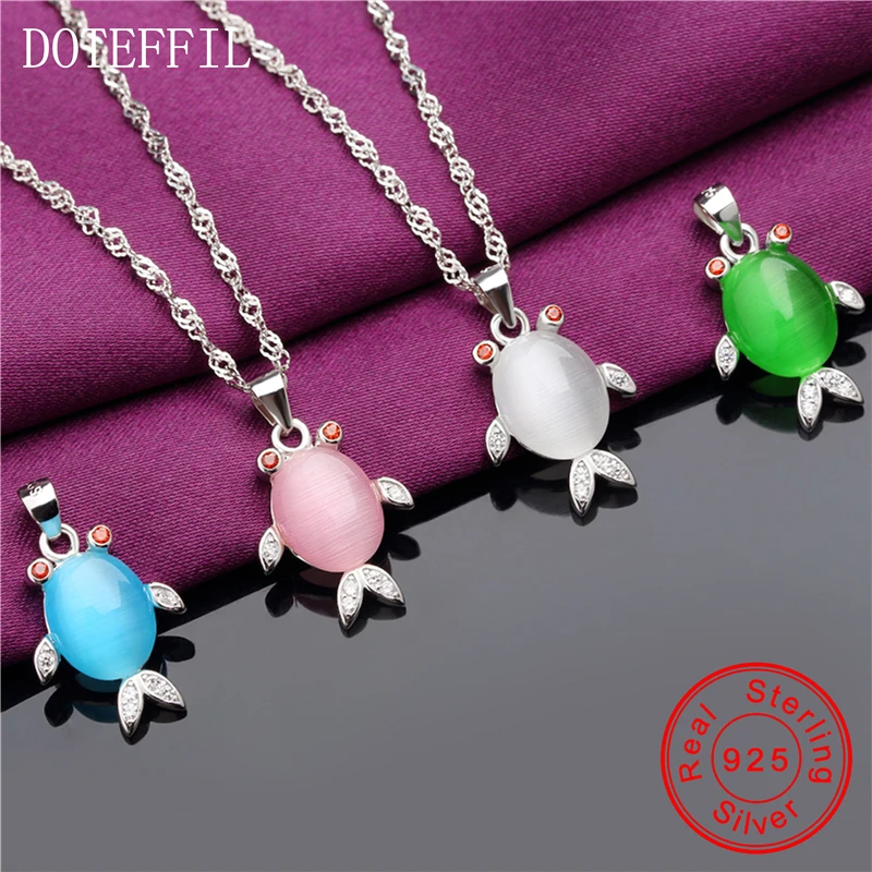 Cute Fish 925 Sterling Silver Round AAAA Zircon Pendant Necklace Women 100% Luxury Jewelry | Украшения и аксессуары