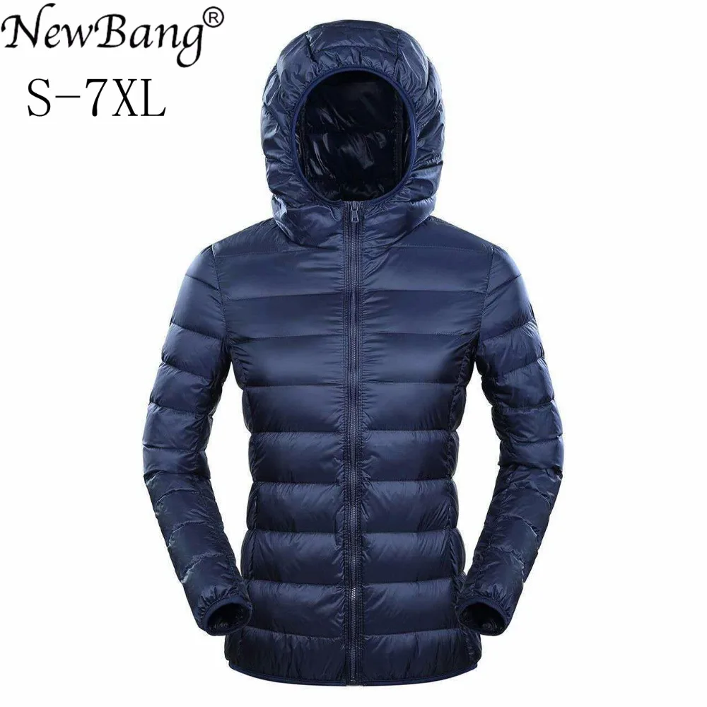 Женский ультра легкий пуховик NewBang тонкая теплая ветровка с перьями 5XL 6XL 7XL для