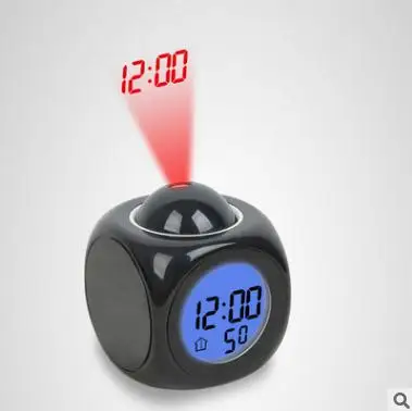 Led Projection Clock Electronic Desk Table Radio Nixie Clock Talking Projector Watch Digital Alarm Clock With Time Projection - Цвет: black