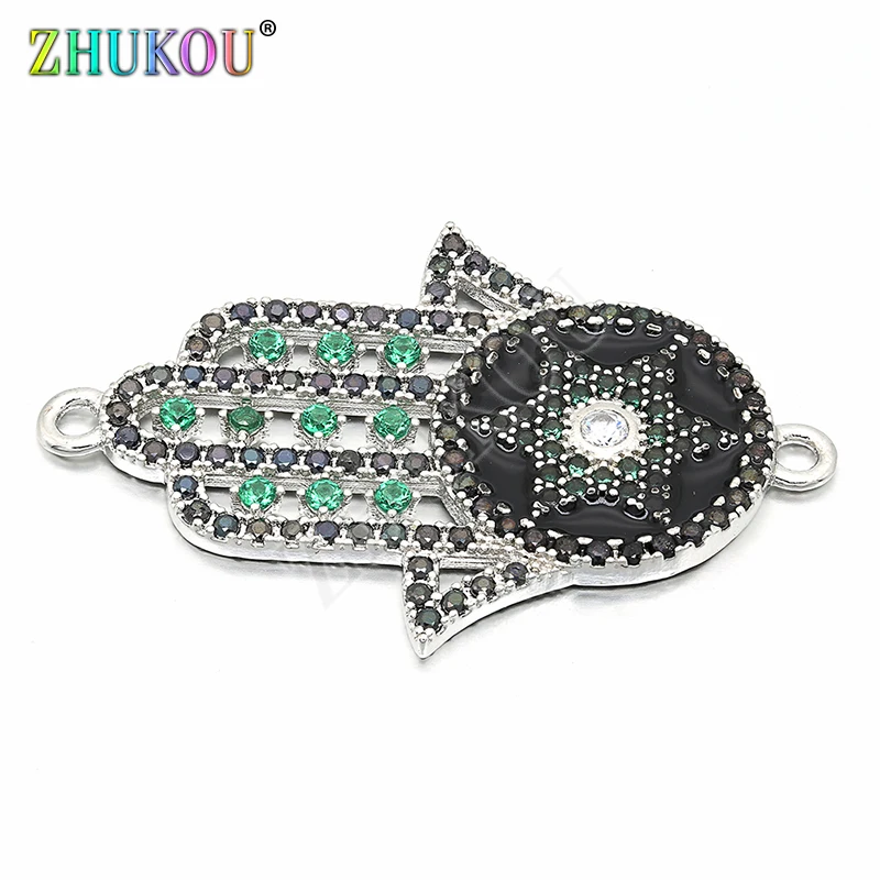18*27 мм фианиты ручной работы Lucky Hamsa шармы соединители DIY ювелирные изделия