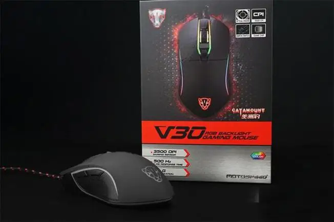 Motospeed V30 профессиональная игровая мышь USB Проводная оптическая мышь Регулируемое разрешение 3500 dpi RGB светодиодный подсветка для PC Gamer