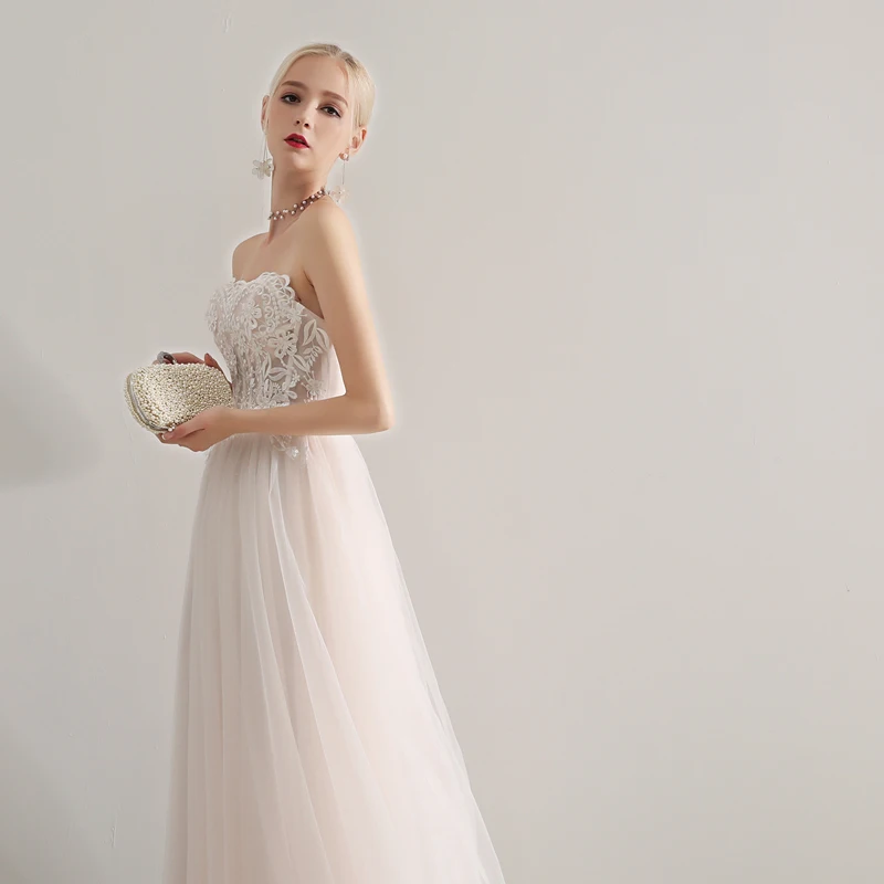 Женское вечернее платье SSYFashion розовое или белое до пола без бретелек|Вечерние