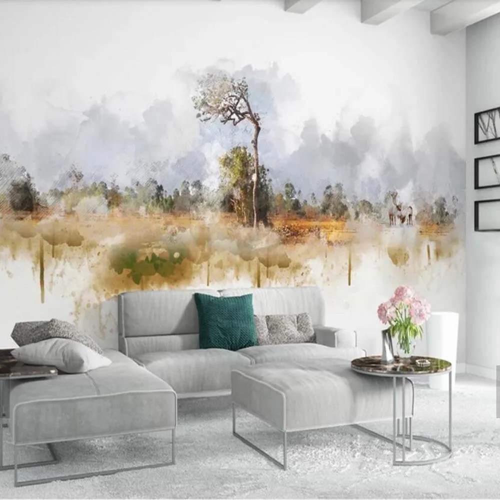 

Nordic 3D Abstract Tree ELK View Wallpaper Mural Home Wall Decorative Wall Paper 3D Home Improvement Wall Murals Customize