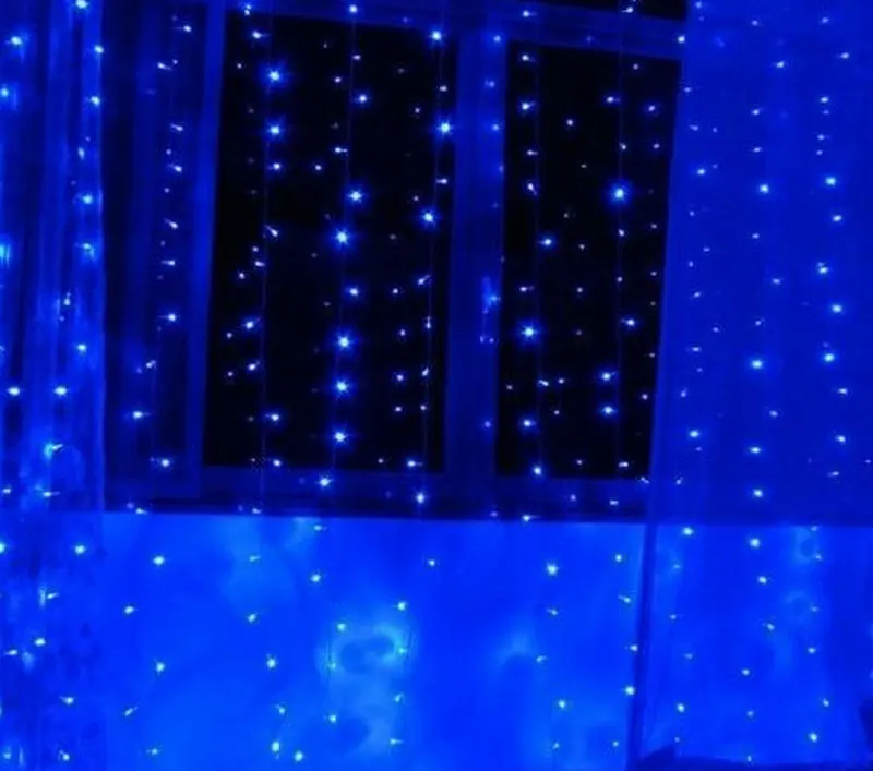 3 м x 3 м 300LED Фея Строка сосулька занавес свет 300 Лампы Xmas Рождество Свадьба Garden Party Декор окна 220 В-6 Цвет дополнительно - Цвет: BLUE