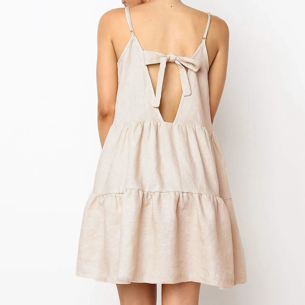 Платье женское повседневное из хлопка Модный облегающий пляжный Сарафан Мини