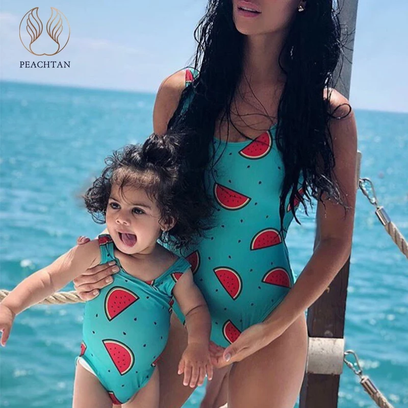 Peachtan Green plus size swimwear women Sexy bikinis 2019 mujer Push up swimsuit one piece lovely child bathing suit Monokini | Спорт и