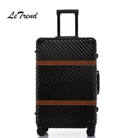letrend aluminium frame rolling luggage spinner 20 inch business travel bag retro trolley cabin suitcases wheel password trunk