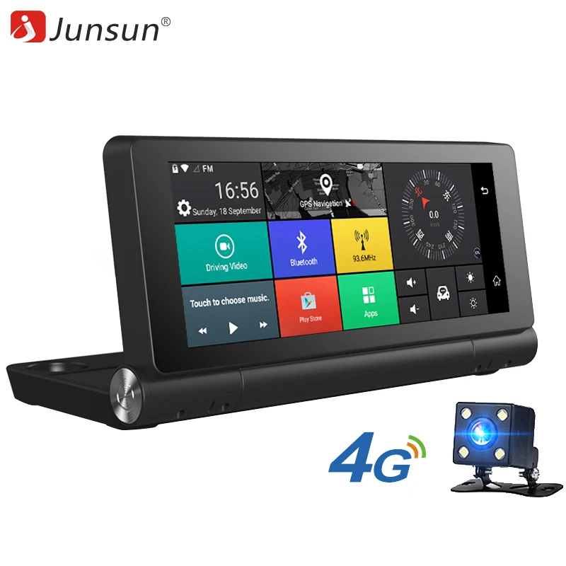 Junsun E28 Видеорегистраторы для автомобилей Камера 4 г поддерживается плюс Android 5.0 GPS